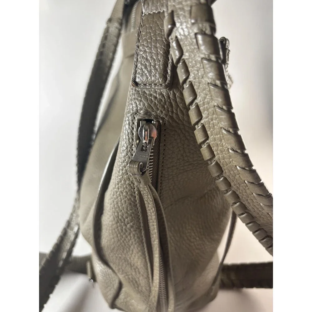 ALLSAINTS Kita Gray Pebbled Leather Slouchy Convertible Backpack